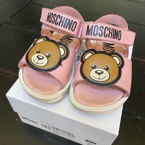 Moschino Pink Leather Teddy Sandals